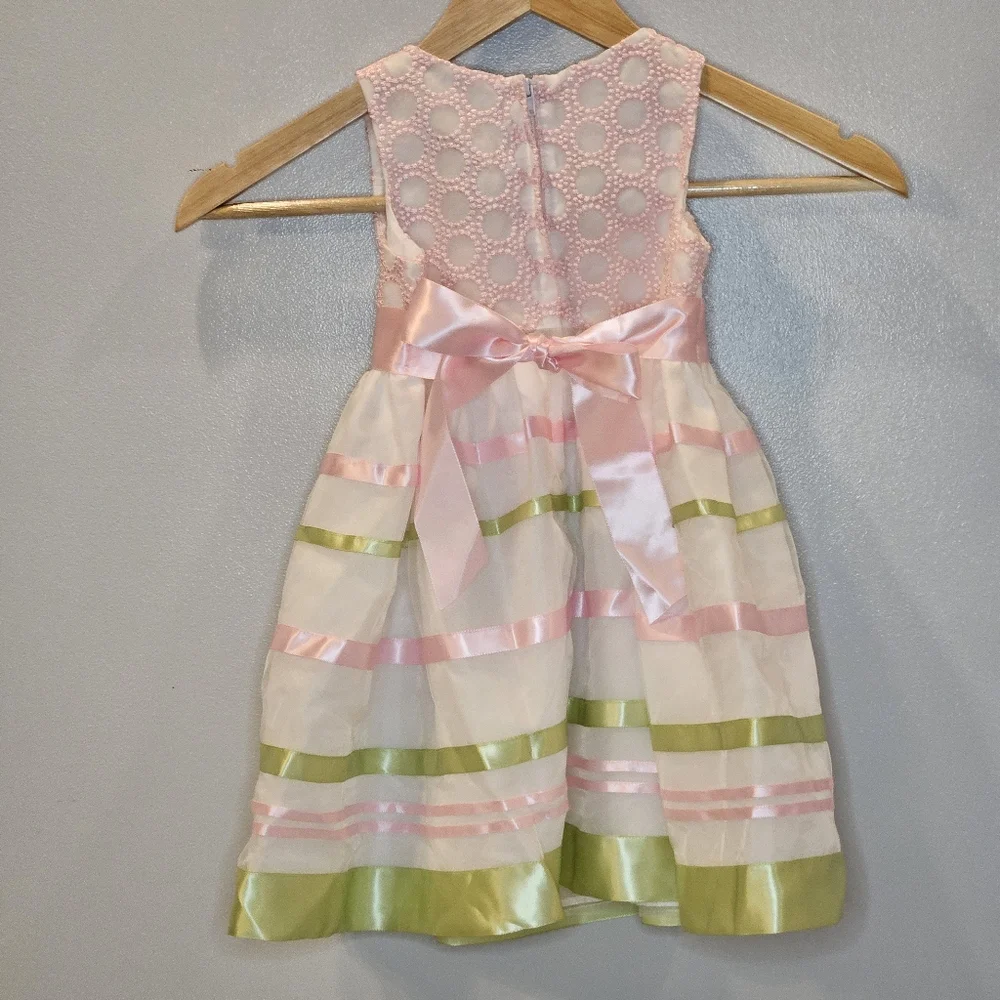 Bonnie Jean Satin Ribbon Dress Pink & Green Size 2T - Picture 10 of 15
